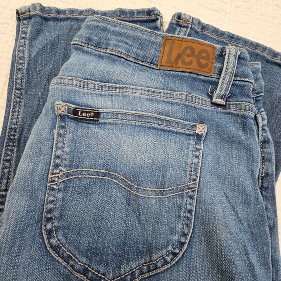 Lee Jeans Women's 12M (W32 L29) Blue Stretch Denim Straight Regular Fit EUC LN - Picture 3 of 16